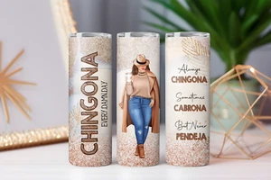 Vaso de acero inoxidable de 20 oz con tapa y pajita Momy Chingona regalos para ella- - Imagen 1 de 2