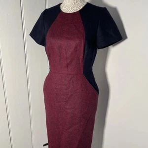 Boden Dress Womens Size 10 Red Wool Tweed by Moon Smart Casual Quality Sheath - Picture 1 of 8