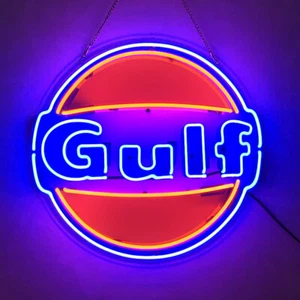 Gulf Gas Neon Sign Leuchtreklame Wand Dekor Handgefertigt Nachtlicht 19"x19" - Bild 1 von 1