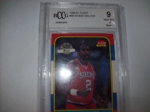 1986 Fleer Moses Malone BCCG NM 9 Kostenloser Versand & Sendungsverfolgung - Bild 1 von 4