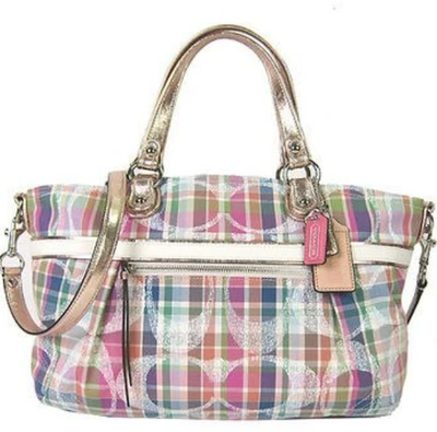 NUEVO COACH Poppy Madras Rocker Bandolera Lentejuelas Cuadros Cartera 19617 Foto 1 de 4