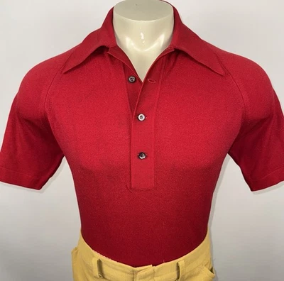Vintage 60s Thane Shirt Mens Full Fashioned MCM Ban Lon Nylon Stretch Men Medium - Image 1 of 4