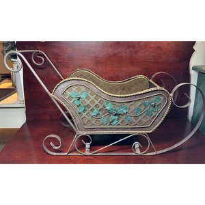 Vintage Metall großer Schlitten Weihnachten Urlaub Saisonale Dekor Display In oder Out - Bild 1 von 10