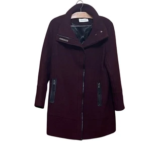 Calvin Klein Women's Burgundy Wool Blend Coat XL/TG - Picture 1 of 6