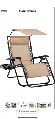 Best Choice Products складное кресло-реклайнер нулевая гравитация патио шезлонг с навесом - Изображение 1 из 3