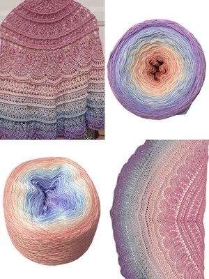 490g Tencel Cotton Sultan Ombre Cake Yarn Rose Pink Blue Pink 2400 meters - Изображение 1 из 4