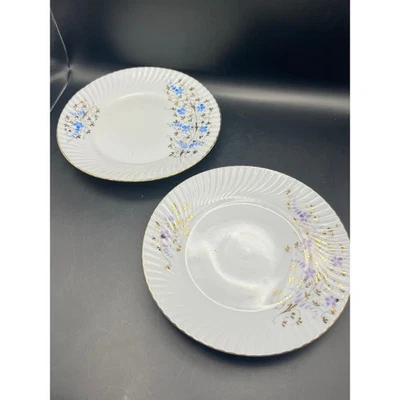 Platos de ensalada con acento floral con adornos dorados, juego de 2, vajilla decorativa 7,5" Foto 1 de 4