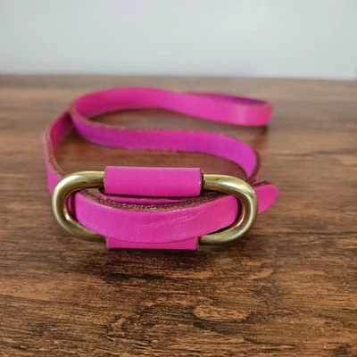 Cinturón de mujer vintage años 80 90 fino cuero genuino rosa glamour hebilla de latón XS/S Foto 1 de 4