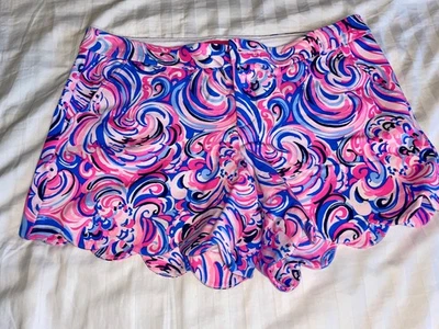 Pantalones cortos de punto Lilly Pulitzer Buttercup Raz Berry Flamingoals para mujer talla 12 Foto 1 de 4