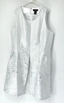 Vestido midi de terciopelo medianoche nuevo sin etiquetas para mujer talla 22W blanco sin mangas bolsillos plateados” Foto 1 de 4