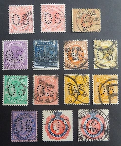 Australia Victoria 1901 part set with official perfin OS 1d to 5s - Picture 1 of 1