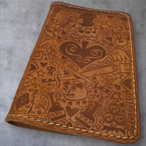 HTF Grovemade Hand-Engraved Vegetable-Tanned Leather Notebook / Passport Cover - Picture 1 of 8