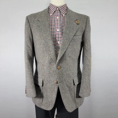Abrigo Blazer Deportivo de Tweed Para Hombre Farah Dos Botones Gris Espiga Lana 40R De Colección Foto 1 de 4