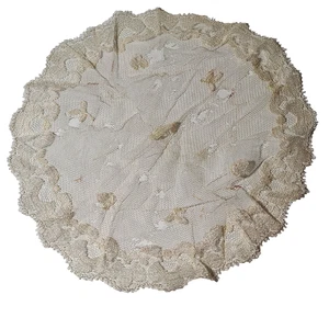 Vintage Antique White Lace Doily Whitework Embroidery 11.5 in - Picture 1 of 13