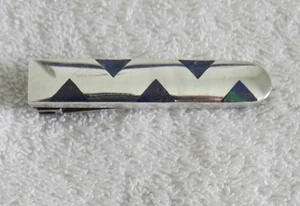 MARTINEZ PIEDRA PLATA  TAXCO LARGE  STERLING  SILVER  TIE BAR WITH LAPIS INLAY - Picture 1 of 2