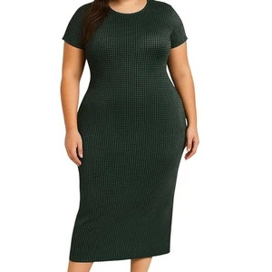 Universal Standard Green Houndstooth Executive Ponte Midi Dress Size 6X NWT - Picture 1 of 13