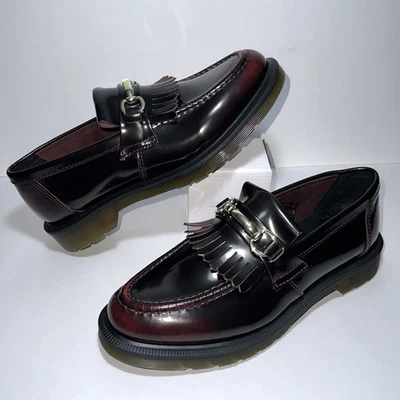 Dr. Martens Men Sz 8 Adrian Snaffle Smooth Leather Kiltie Loafer 'Cherry Red' - Image 1 of 4