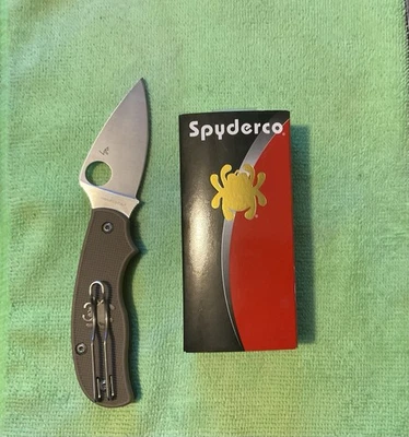 Raro!!! Spyderco Urban Sprint Run Satinado AEB-L Raro Marrón Escala G10 Foto 1 de 3