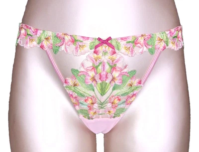Victoria's Secret Dream Angels NWT XL Pink Thong Panty Lily Embroidery Bow - Image 1 of 4