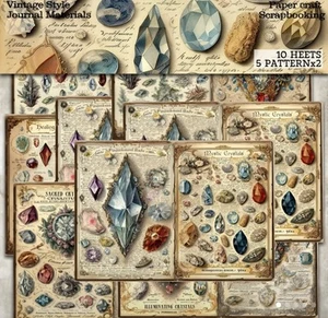 Antique Victorian Gemstones Scrapbooking Paper Junk Journal 10 Sheets - Picture 1 of 3