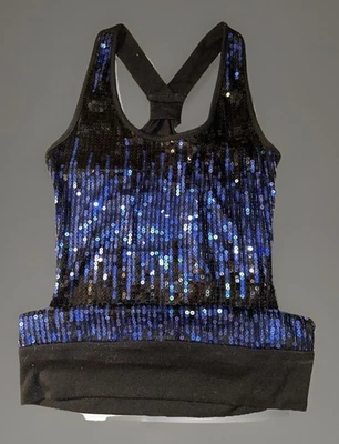 Camiseta sin mangas lápiz labial lentejuelas para mujer talla XS azul espalda en T Foto 1 de 3