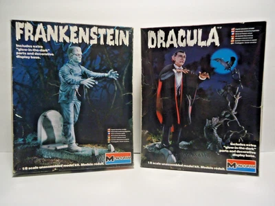 FRANKENSTEIN & DRACULA  GLOW IN THE DARK MODEL KIT MONOGRAM 1983 AURORA RARE - Image 1 of 4