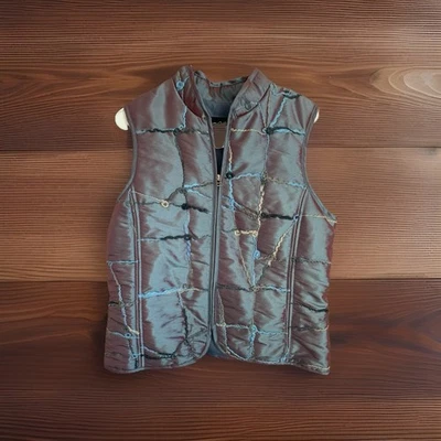 Zoe Mujer’s Chaleco Puff Bolsillos con Cremallera Abrigo Chaqueta Iridiscente Talla 10 Foto 1 de 4
