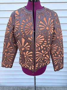 Chico's Chaqueta Cuero Floral Mujer Talla Uno Nueva Con Etiquetas - Imagen 1 de 6