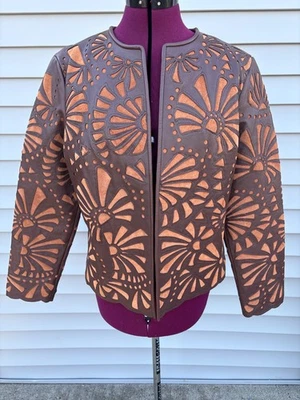 Chico's Chaqueta Cuero Floral Mujer Talla Uno Nueva Con Etiquetas Foto 1 de 4