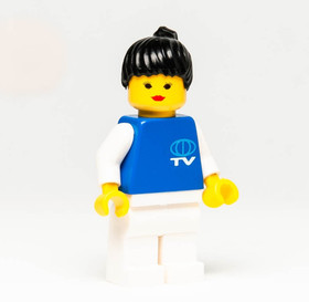 Vintage LEGO Train Station Minifigure TV Crew (trn017) 4556 Blue Ponytail