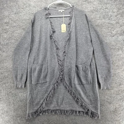Cárdigan JODIFL Mujer Pequeño Gris Longline Flecos Frente Abierto Tejido Suéter Acogedor Foto 1 de 4