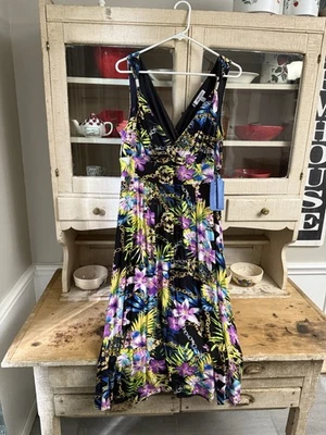 Jennifer Lopez Womens 0X Black Tropical Floral Sleeveless Maxi Dress New Tags XL - Image 1 of 2