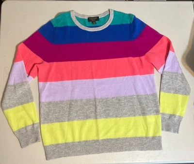 Suéter Charter Club Luxury para mujer PXL 100 % cachemir rayas coloridas cuello redondo Foto 1 de 4