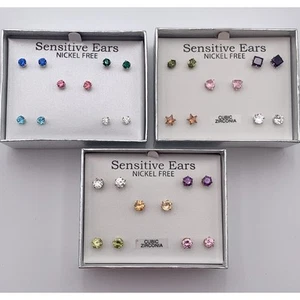 Set aus 3 Sets - Ohrstecker Nickelfrei Farbe Kristall 15 Ohrringe insgesamt NEU - Bild 1 von 5