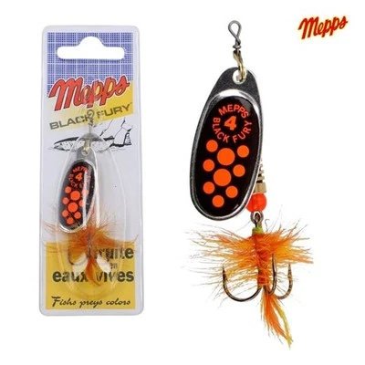 MEPPS BLACK FURY MOUCHE ORANGE DOTS Spinnerbait #1 #2 #3 #4 Barsch Forelle Hecht - Bild 1 von 3