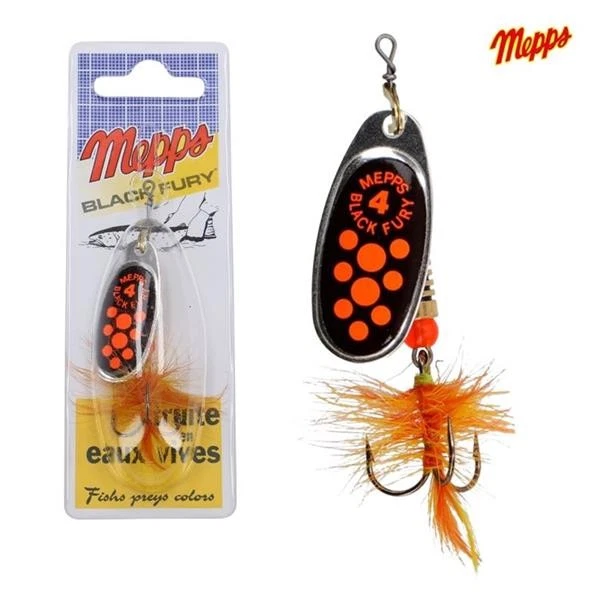 MEPPS BLACK FURY MOUCHE ORANGE DOTS Spinnerbait #1 #2 #3 #4 Barsch Forelle Hecht