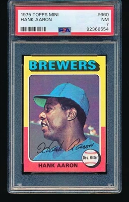 Topps Mini Hank Aaron 1975 #660 PSA 7 Foto 1 de 2