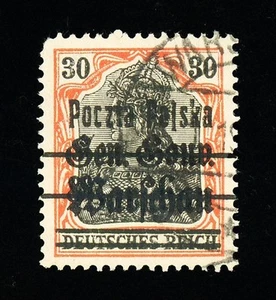 [POLAND] 1918 Occupation: 30pf SC 24 ‘Gen.-Gouv. Warschau’ overprint (used) - Picture 1 of 2