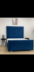 Sunrise Panel Plush Velvet Upholstered Bed Frame 5ft Kingsize NEW - Picture 1 of 1