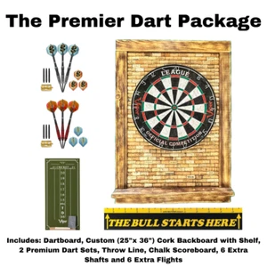 The Premier Dart Package - Darts, Dartboard, Custom Backboard and Accessories - Picture 1 of 5