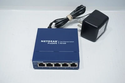 NETGEAR ProSAFE 5-PORT 10/100 SWITCH FS105 v3 with AC ADAPTER - Image 1 of 4