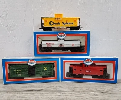Vtg Model Power HO Cars - 40' Cattle Car, 2 Cabooses, & 40' Tank Car - 4 Pieces - Image 1 of 4