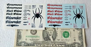 Brand? Scale?  Venomous BLACK WIDOW SPIDER Widowmaker WATERSLIDE Decals #17 NHRA - Picture 1 of 1