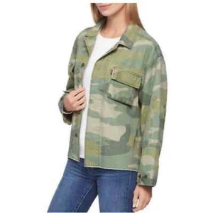 Levi's Mujer Hi Lo Estampado Camuflaje 2 Bolsillos Camisa Dobladillo Crudo Chaqueta Talla XL Verde Camuflaje Nuevo con Etiquetas - Imagen 1 de 6