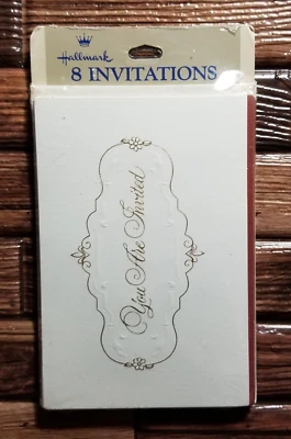 Invitaciones de fiesta vintage sello clásico elegante evento paquete de 8 unidades blanco EE. UU. Foto 1 de 3