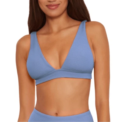 Top de bikini BECCA x Rebecca Virtue Pucker Up texturizado con lazo trasero talla grande halter Foto 1 de 4