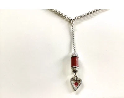Collar Brighton Corazón Canción Y Cuero Rojo Cristal Plata NUEVO Foto 1 de 4