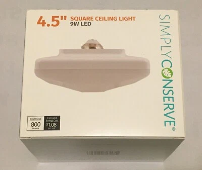 4.5 in. 60-Watt Square White Integrated LED Flush Mount+White Plastic Shade 2-PS - Image 1 of 4