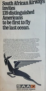 South African Airways, New York Inaugural Flight Vintage 1969 Airline Ad - Bild 1 von 1