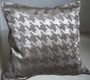 CUBIERTA COJÍN DE TERCIOPELO GRIS MARRÓN ROSA JACQUARD PATRÓN DIENTE DE PERRO - Imagen 1 de 3